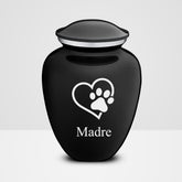 Embrace Black Single Paw Heart Cat Cremation Urn with Personalized Name for Ashes - MACIFECI